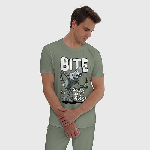Мужская пижама Bender - Bite my ass / Авокадо – фото 3