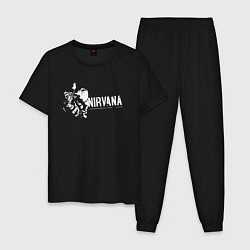 Пижама хлопковая мужская Nirvana-Курт и гитара, цвет: черный