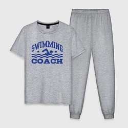 Пижама хлопковая мужская Тренер по плаванию, цвет: меланж