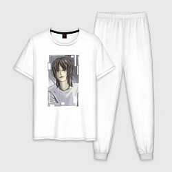 Пижама хлопковая мужская Txt Бомгю Art, цвет: белый