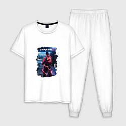 Пижама хлопковая мужская Tekken 8 - Джин Казама, цвет: белый