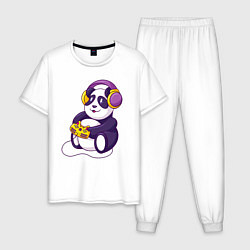 Мужская пижама Панда в наушниках с геймпадом
