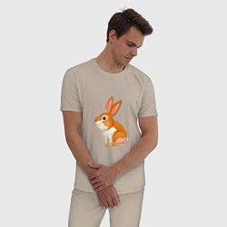 Пижама хлопковая мужская Рыжий кролик, цвет: миндальный — фото 2