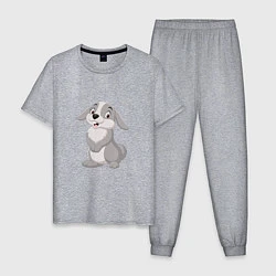 Пижама хлопковая мужская Милашка Кролик, цвет: меланж