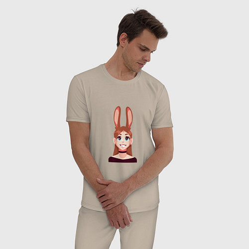 Мужская пижама Girl - Bunny / Миндальный – фото 3