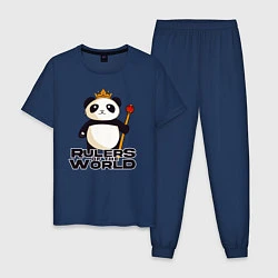 Пижама хлопковая мужская Панда - Правители Мира, цвет: тёмно-синий