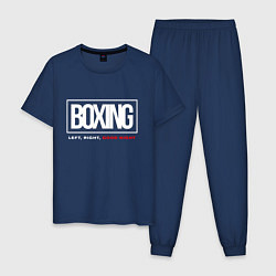 Пижама хлопковая мужская Boxing good night, цвет: тёмно-синий