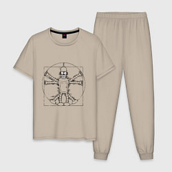 Пижама хлопковая мужская Vitruvian Bender, цвет: миндальный