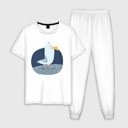 Пижама хлопковая мужская Чайкa, цвет: белый