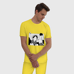 Пижама хлопковая мужская Луффи и Эйс, цвет: желтый — фото 2