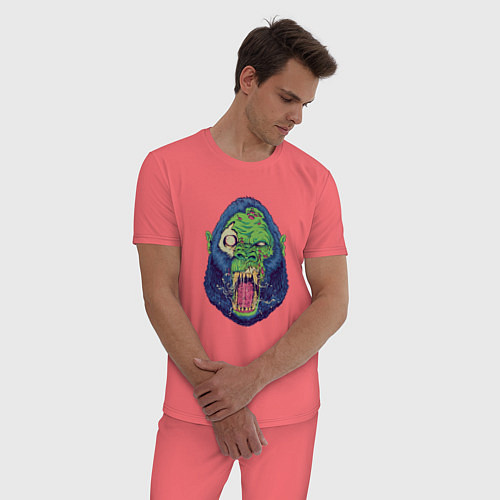 Мужская пижама Горилла - зомби / Коралловый – фото 3