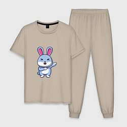 Пижама хлопковая мужская Bunny Dab, цвет: миндальный