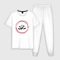 Пижама хлопковая мужская Символ Hitman и красная краска вокруг, цвет: белый