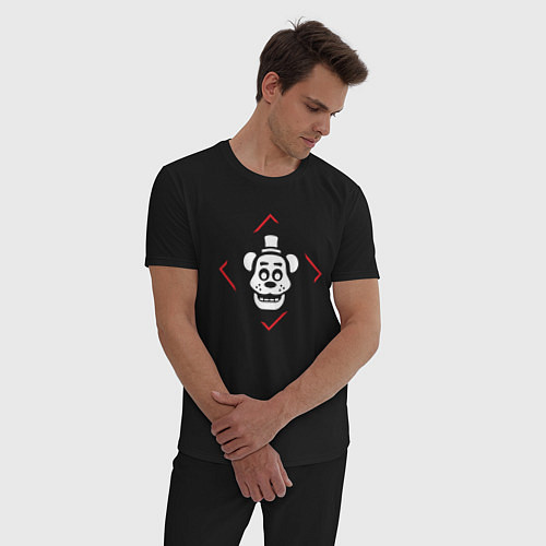 Мужская пижама Символ FNAF в красном ромбе / Черный – фото 3