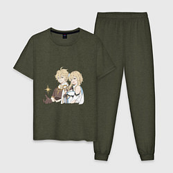 Пижама хлопковая мужская Итер и Люмин, цвет: меланж-хаки