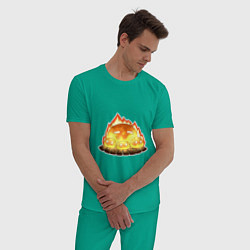Пижама хлопковая мужская Костёр из слаймов, цвет: зеленый — фото 2