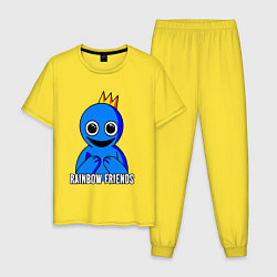 Пижама хлопковая мужская Синий с короной, цвет: желтый