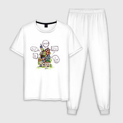 Пижама хлопковая мужская Дома и диалоги, цвет: белый