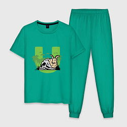 Пижама хлопковая мужская Skull & Rabbit, цвет: зеленый