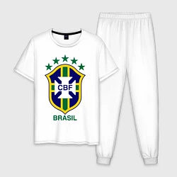 Пижама хлопковая мужская Brasil CBF, цвет: белый