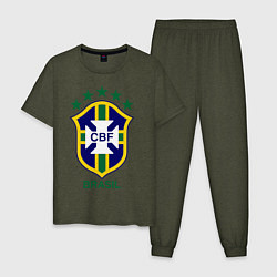 Пижама хлопковая мужская Brasil CBF, цвет: меланж-хаки