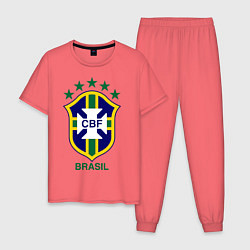 Пижама хлопковая мужская Brasil CBF, цвет: коралловый