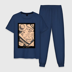 Пижама хлопковая мужская Карта приключений - Ван Пис, цвет: тёмно-синий