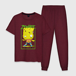 Пижама хлопковая мужская Funko pop Bart, цвет: меланж-бордовый