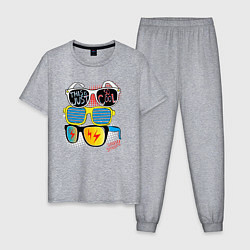 Пижама хлопковая мужская Поп арт очки, цвет: меланж