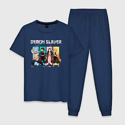 Пижама хлопковая мужская Истребители демонов, цвет: тёмно-синий