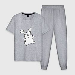 Пижама хлопковая мужская Happy Bunny, цвет: меланж