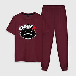 Пижама хлопковая мужская Onyx - black logo, цвет: меланж-бордовый