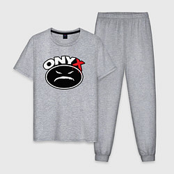 Пижама хлопковая мужская Onyx - black logo, цвет: меланж