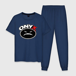 Пижама хлопковая мужская Onyx - black logo, цвет: тёмно-синий