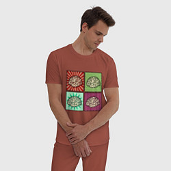 Пижама хлопковая мужская Brains condition, цвет: кирпичный — фото 2