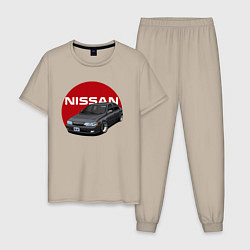 Пижама хлопковая мужская Nissan B-14, цвет: миндальный