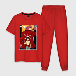 Пижама хлопковая мужская Kumatetsu and Ren art, цвет: красный