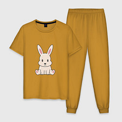 Пижама хлопковая мужская Зайчишка, цвет: горчичный