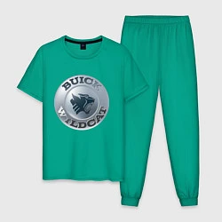 Пижама хлопковая мужская Buick Wildcat - logotype, цвет: зеленый