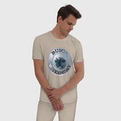 Пижама хлопковая мужская Buick Wildcat - logotype, цвет: миндальный — фото 2
