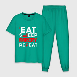 Пижама хлопковая мужская Надпись eat sleep Far Cry repeat, цвет: зеленый