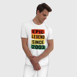 Пижама хлопковая мужская Эпичный и легендарный с 2003, цвет: белый — фото 2