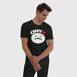 Пижама хлопковая мужская Onyx logo white, цвет: черный — фото 2