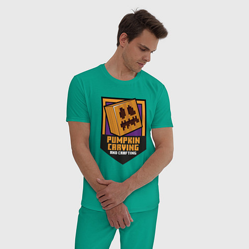 Мужская пижама Тыквенная голова - Minecraft / Зеленый – фото 3