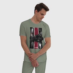 Пижама хлопковая мужская Mass Effect N7 - Shepard, цвет: авокадо — фото 2