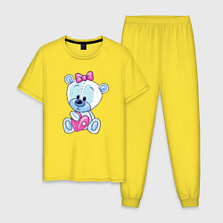 Пижама хлопковая мужская Медвежонок с бантиком, цвет: желтый
