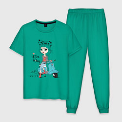 Пижама хлопковая мужская Хороший день - позитив, цвет: зеленый