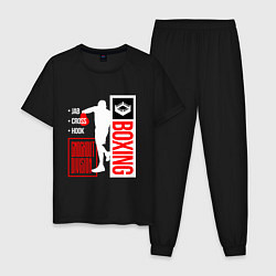 Пижама хлопковая мужская Boxing - jab, cross, hook, цвет: черный