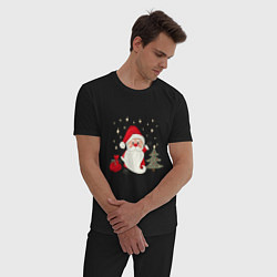 Пижама хлопковая мужская Дед Мороз с подарками Новый год, цвет: черный — фото 2