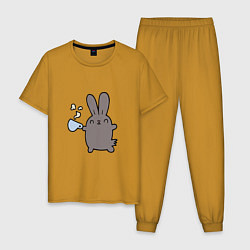 Пижама хлопковая мужская Чайный кролик, цвет: горчичный
